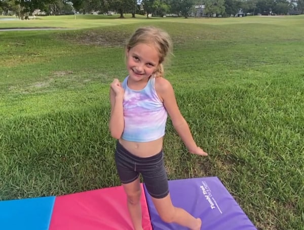 Fallyn is perfecting her gymnastics