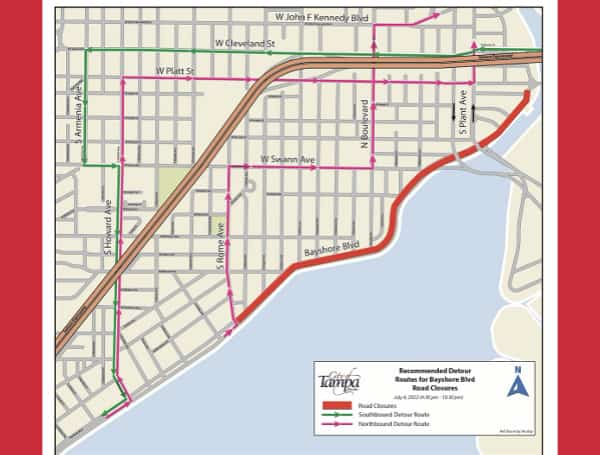 The City of Tampa will fully close and partially close several roads today, July 4, for this year's Boom By The Bay. Boom By The Bay