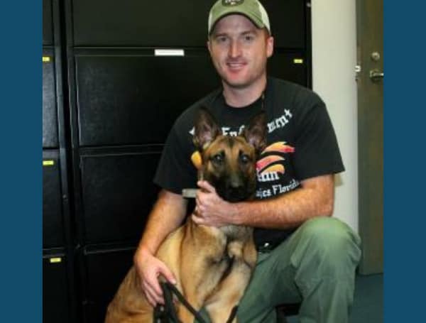 LWPD Officer Joyner and his partner Max The Polk County Sheriff's Office and Lake Wales Police Department (LWPD) are investigating a shooting that occurred in the city this morning, during which an LWPD canine was murdered by a violent suspect.