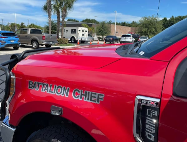 A woman was struck by an armored truck on Tuesday, and became stuck under the vehicle, according to Pasco Fire Rescue.