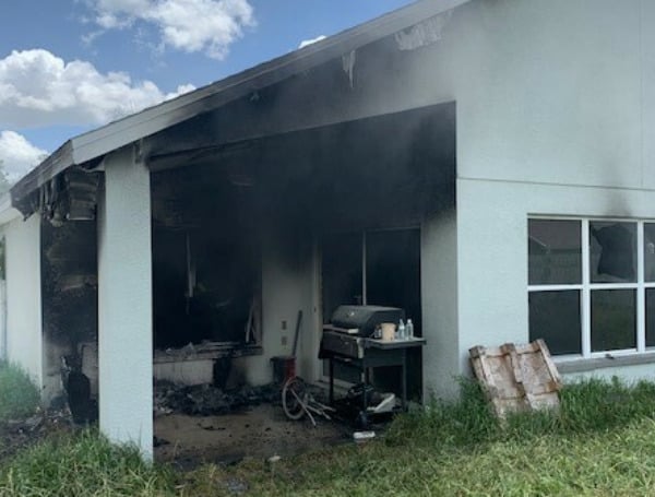 On Monday at approximately 12:47 p.m., 3 fire engines and one tower from the Winter Haven Fire Department along with Polk County Fire Rescue and Winter Haven Police responded to a fire that was quickly spreading at 3110 Buckeye Pointe Dr. in Winter Haven.