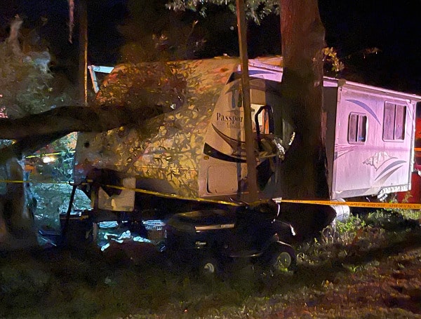 A 3-year-old girl died early Tuesday morning after a tree branch fell and smashed into a camper, according to police.
