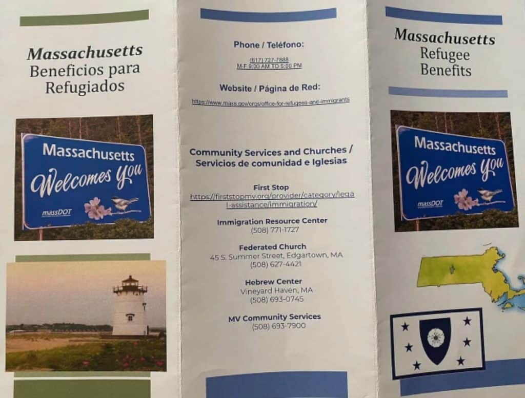 Pamphlets that DeSantis’ office gave to the illegal migrants