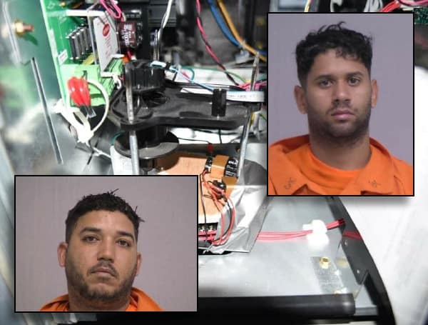 Two Florida men have been arrested after installing a device on gas pumps that allowed them to fill up for around .08 per gallon of gas.