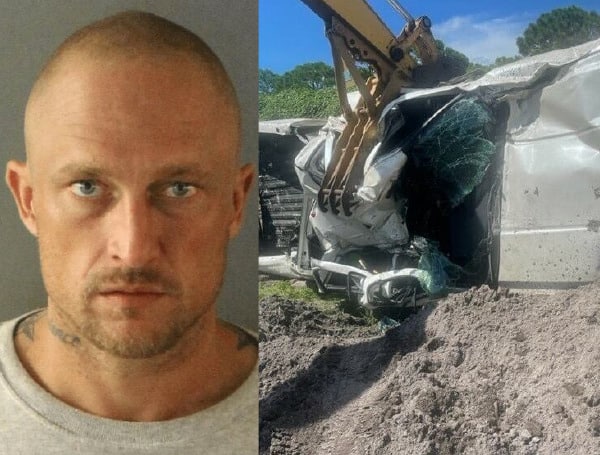 A Florida man crushed a victim’s truck with an excavator after battering her over her lack of being able to get money for drugs, according to deputies.