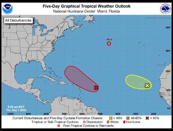 A tropical depression formed in the Atlantic early Thursday and is expected to strengthen into a Category 1 hurricane, according to the National Hurricane Center (NHC).