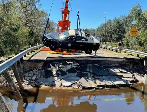 A Florida Highway Patrol car caught in the wrath of Hurricane Ian, was pulled from the flood waters in Hardee County caused by Hurricane Ian.
