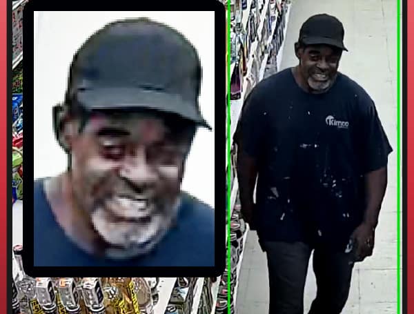 A Polk County Sheriff's Office detective would like to speak to the man in the photo above regarding the theft of liquor from the Hilltop Food Market at 615 Daughtery Road West in Lakeland.