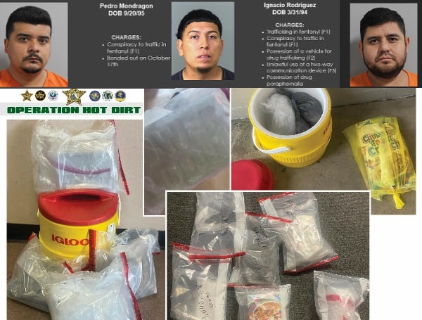 Detectives with the Central Florida HIDTA (High-Intensity Drug Trafficking Area) task force, working together with local, state, and federal law enforcement agencies, conducted an undercover fentanyl drug trafficking investigation that resulted in three suspects being arrested, and the largest seizure of fentanyl in the history of the Polk County Sheriff’s Office. 