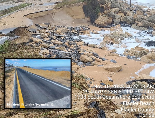 Hurricane Nicole hit the east coast of Florida on Thursday morning, destroying portions of A1A and multiple structures. On Saturday, just three days later, the roadways are repaired.