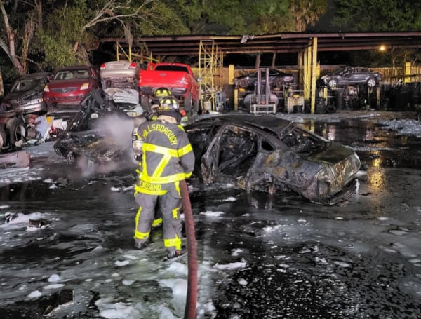 Hillsborough County Fire Rescue fought a working fire Monday evening at a junkyard at 5404 24th Avenue South in Palm River. 