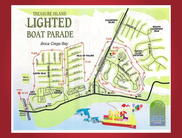 The city of Treasure Island's annual Holiday Lighted Boat Parade will sail along the waterways of the island this Saturday, Dec.