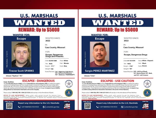 The U.S. Marshals Service (USMS) and the Federal Bureau of Investigation (FBI) are requesting the public's assistance in locating Trevor Scott Sparks and Sergio Perrez-Martinez.