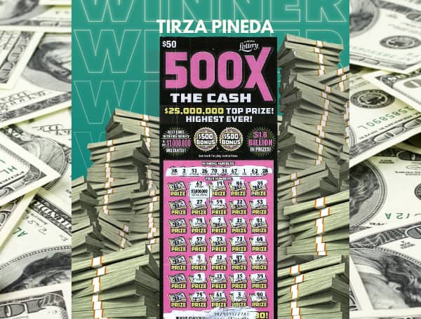 Today, the Florida Lottery announced that Tirza Pineda, 50, of Miami, claimed a $1 million prize from the 500X THE CASH Scratch-Off game at the Lottery's Miami District Office.
