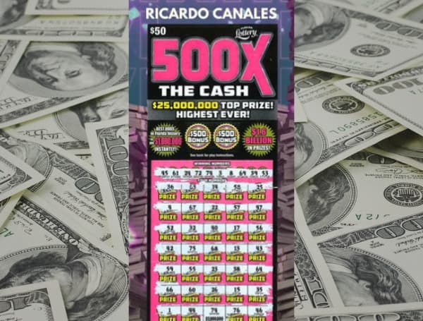 Today, the Florida Lottery announced that Ricardo Canales, 55, of Ft. Lauderdale, claimed a $1 million prize from the 500X THE CASH Scratch-Off game at the Lottery's Miami District Office.