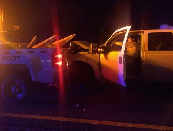 A 37-year-old Florida Road Ranger escaped a crash with only minor injuries after a 26-year-old Largo man smashes into his FDOT truck.