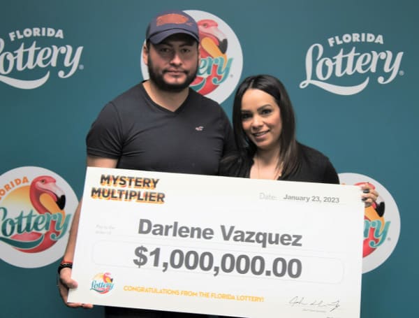 Today, the Florida Lottery announced that Darlene Vazquez Sierra, 41, of Tallahassee, claimed a $1 million top prize from the MYSTERY MULTIPLIER Scratch-Off game at Lottery Headquarters in Tallahassee.