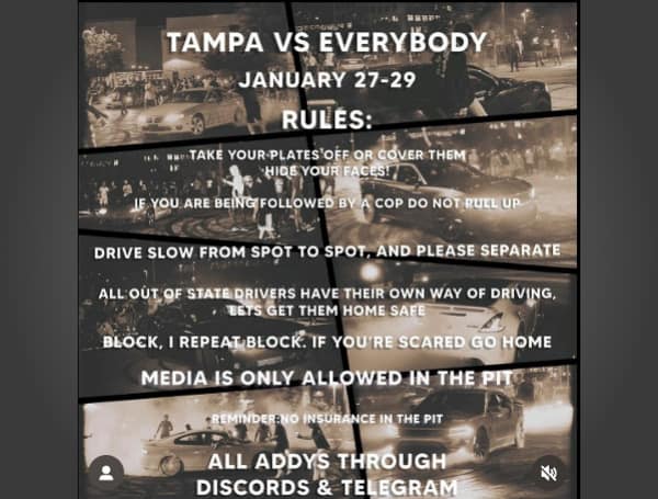 More than a dozen individuals were arrested, and multiple guns were recovered, by the Tampa Police Department between Friday, January 27, through Sunday, January 29, 2023, as part of an operation to dismantle a planned street racing event throughout Tampa Bay.