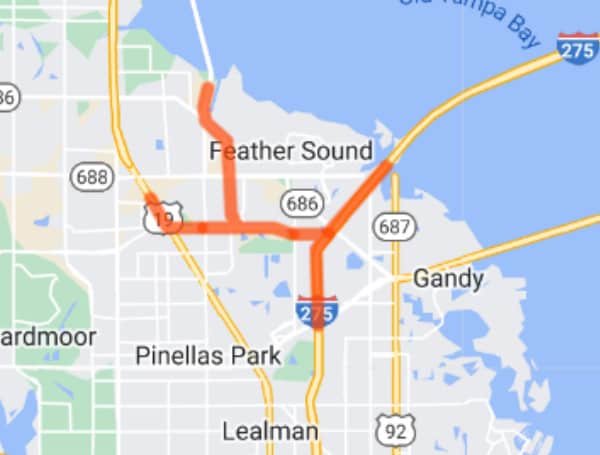 Traffic to be detoured off Northbound I-275 between Gandy and Roosevelt boulevards Monday and Tuesday nights