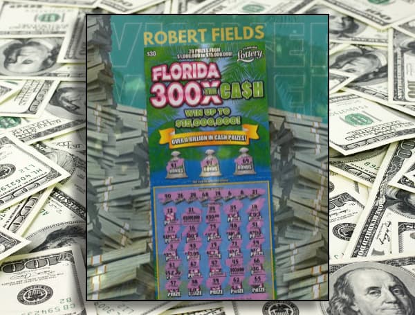 Today, the Florida Lottery announced that Robert Fields, 36, of Bunnell, claimed a $1 million prize from the FLORIDA 300X THE CASH Scratch-Off game at the Lottery's Jacksonville District Office. 