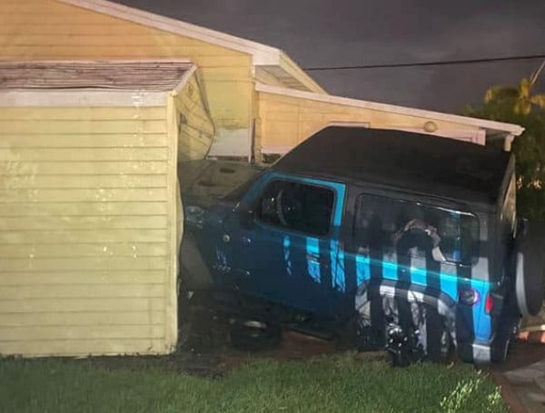 The Jeep driver that crashed into a Florida home, causing thousands of dollars in damage, was located and arrested on Friday—weeks after driving the same Jeep seen lodged in this home.