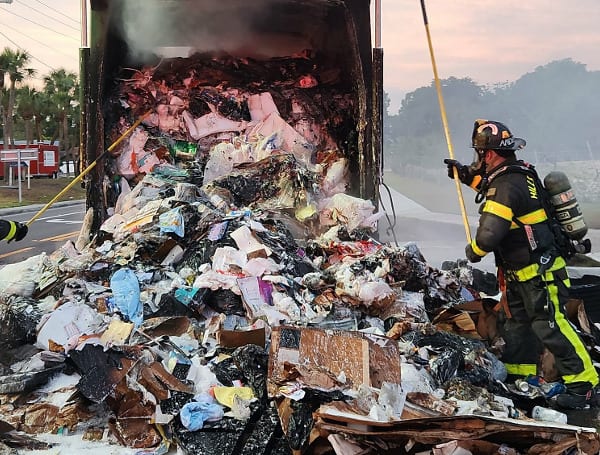 Hillsborough County Fire Rescue fought a garbage truck fire Monday morning off Himes Avenue near Waters Avenue. 
