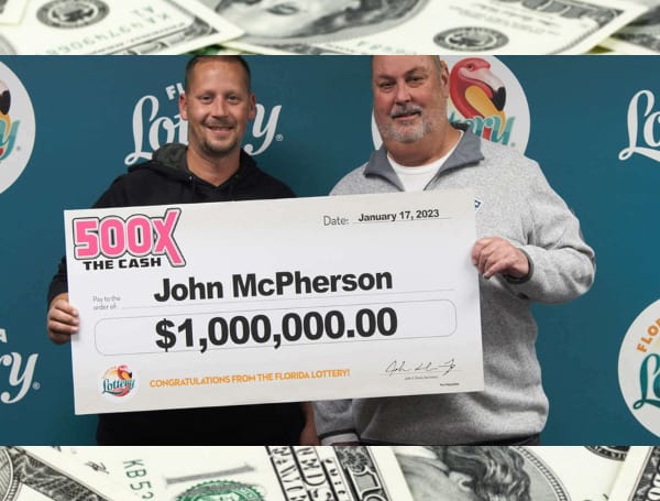 The Florida Lottery announced that John McPherson, 38, of Clermont, claimed a $1 million prize from the 500X THE CASH Scratch-Off game at Lottery Headquarters in Tallahassee.