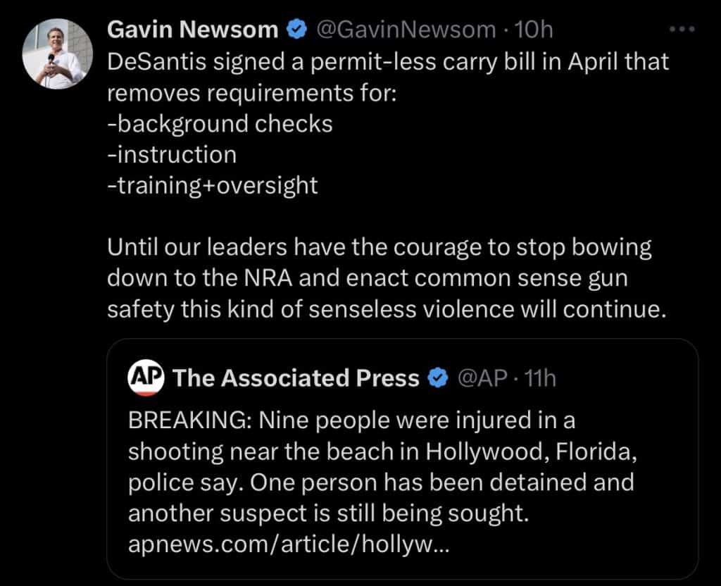California Governor Gavin Newsom may want to read the 'full story' before taking a shot at a fellow governor.