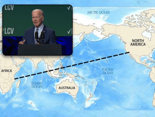 During remarks made 'off script' during a Wednesday speech in Washington, D.C., President Biden said that his administration has plans to build a transoceanic railroad spanning thousands of miles from the Pacific, all the way to across the Indian Ocean.