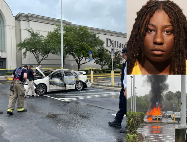 A mom in Florida was busy shoplifting inside of a department store when her car suddenly burst into flames with her two children trapped inside, according to police.