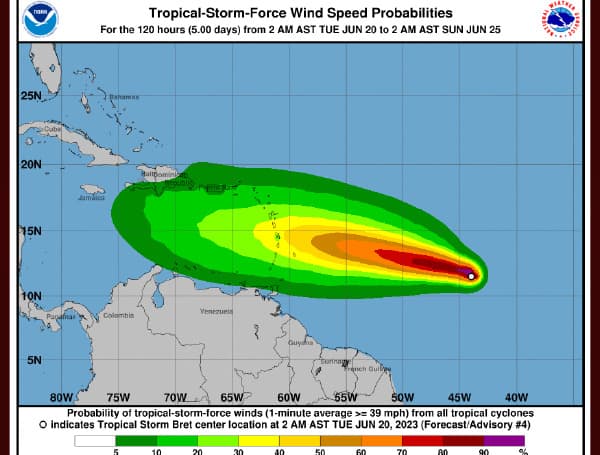 The National Hurricane Center reported that Tropical Storm Bret developed Monday as the second named storm of the Atlantic Hurricane Season.