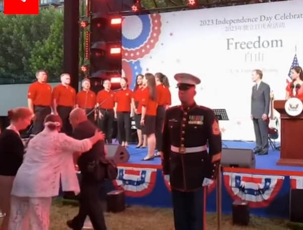 The choir of the U.S. Embassy in Beijing performed the Chinese national anthem at its celebration on the Fourth of July, according to a video circulating on social media, with the ambassador calling it a “soulful rendition.”