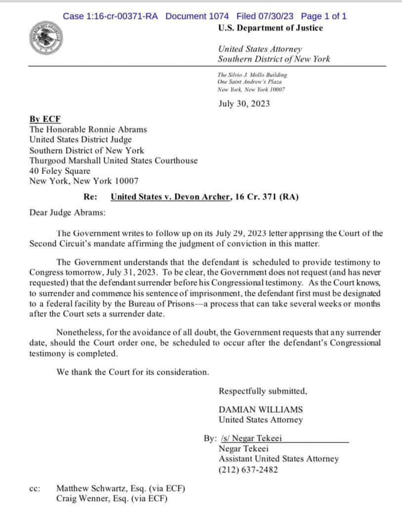 Hunter Biden’s former business partner Devon Archer is scheduled to give closed-door testimony on Capitol Hill on Monday,