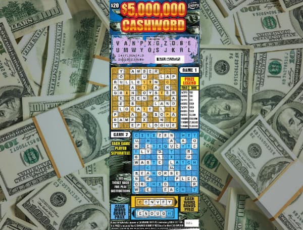 The Florida Lottery announced Friday that Jordan Kowalak, 40, of Palm Bay, claimed a $1 million top prize from the $5,000,000 CASHWORD Scratch-Off game at Lottery Headquarters in Tallahassee.