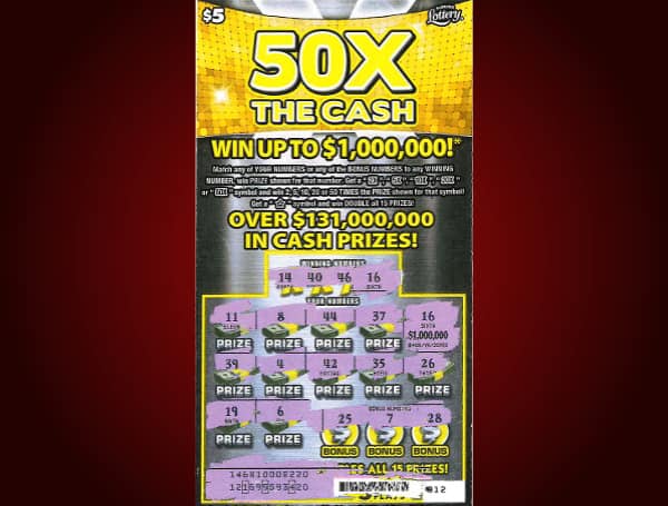 The Florida Lottery announces Thursday that James Amick, 28, of Florahome, claimed a $1 million top prize from the 50X THE CASH Scratch-Off game at Lottery Headquarters in Tallahassee.