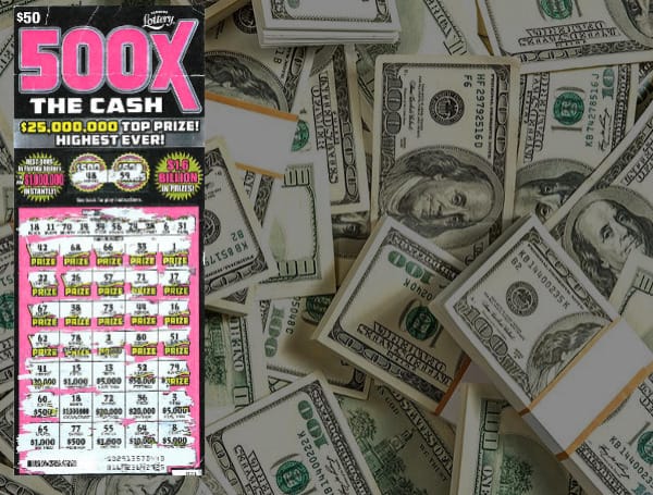 The Florida Lottery announced Tuesday that Gregory Sigmon, 60, of Jacksonville, claimed a $1 million prize from the 500X THE CASH Scratch-Off game at Lottery Headquarters in Tallahassee.