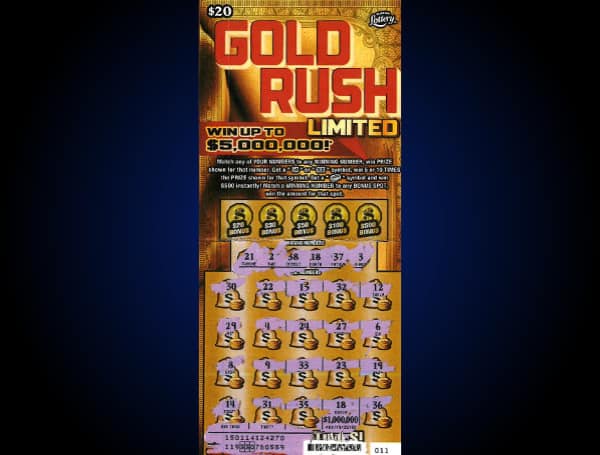 The Florida Lottery announced that Thomas Chernick, 37, of Fort Lauderdale, claimed a $1 million prize from the GOLD RUSH LIMITED Scratch-Off game at the Lottery’s Miami District Office.