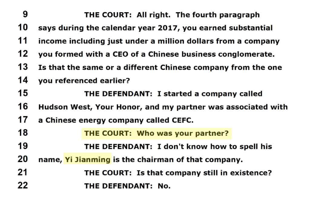 Hunter Biden admitted in court that a businessman linked to the Chinese Communist Party (CCP) had been his business partner, according to a transcript shared by the Republican House Oversight Committee on Thursday.