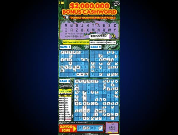 The Florida Lottery announced Monday that Ryan Rahma, 24, of Miami, claimed a $2 million top prize from the $2,000,000 BONUS CASHWORD Scratch-Off game at the Lottery's Miami District Office.