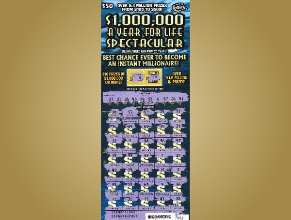 HILLSBOROUGH COUNTY, Fla. -The Florida Lottery announced Thursday that Lashonda Roberts, 49, of Brandon, claimed a $1 million prize at Lottery Headquarters in Tallahassee from the $1,000,000 A YEAR FOR LIFE SPECTACULAR Scratch-Off game.