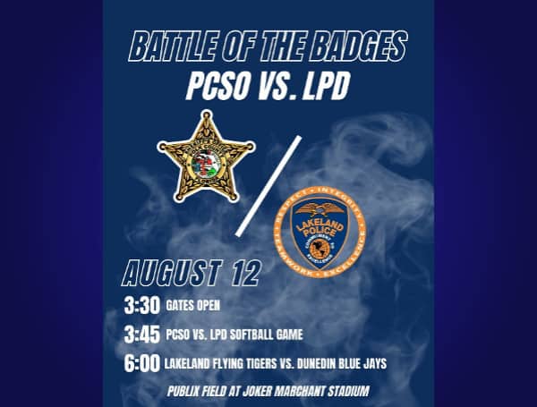 LAKELAND, Fla; - On Saturday, August 12, 2023, the Lakeland Flying Tigers are hosting another "Battle of the Badges" charity softball event between the Polk County Sheriff's Office and the Lakeland Police Department at Joker Marchant stadium in Lakeland.