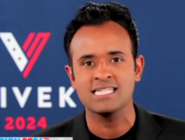 Republican presidential candidate Vivek Ramaswamy called out MSNBC host Andrea Mitchell Tuesday for linking a hurricane approaching Florida to climate change.