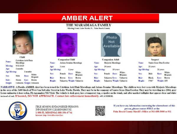 A Florida AMBER Alert has been issued for Cristhian Ariel Ruiz Maradiaga and Ariana Jasmine Maradiaga.