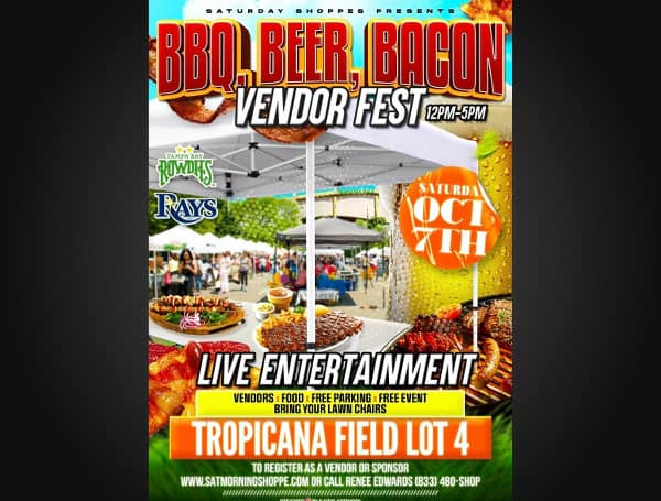 ST. PETERSBURG, Fla - The Saturday Shoppes is excited to announce a return event to Tropicana Field Lot 4 - the Beer, BBQ, and Bacon Festival on Saturday, October 7, 2023, from 12-5 p.m.