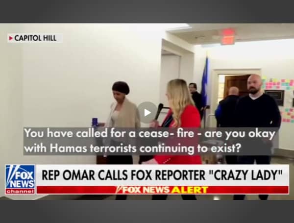 Democratic Rep. Ilhan Omar of Minnesota called a Fox News reporter a “crazy lady” as she did not answer questions about calls for a ceasefire in Gaza.