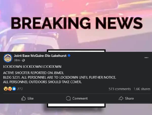 Joint Base McGuire-Dix-Lakehurst In New Jersey Lockdown Lifted After Reported Active Shooter 1 Joint Base McGuire-Dix-Lakehurst in New Jersey is on lockdown after a report of an active shooter, according to a social media post by the base.