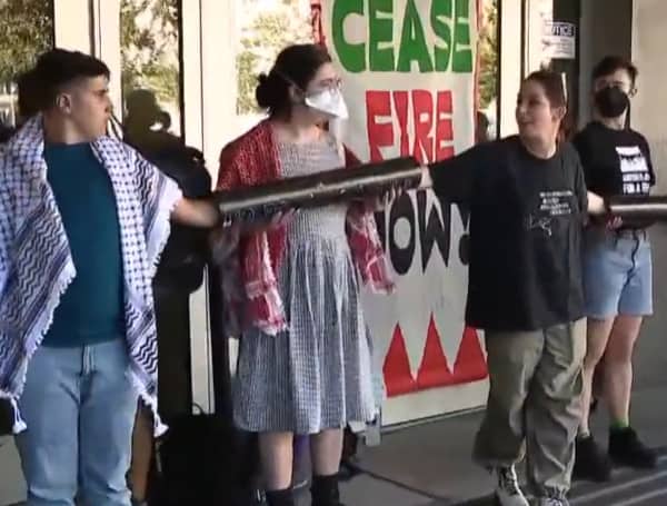 Pro-Palestinian protesters in California chained themselves to Democratic California Rep. Nancy Pelosi’s San Francisco office building.