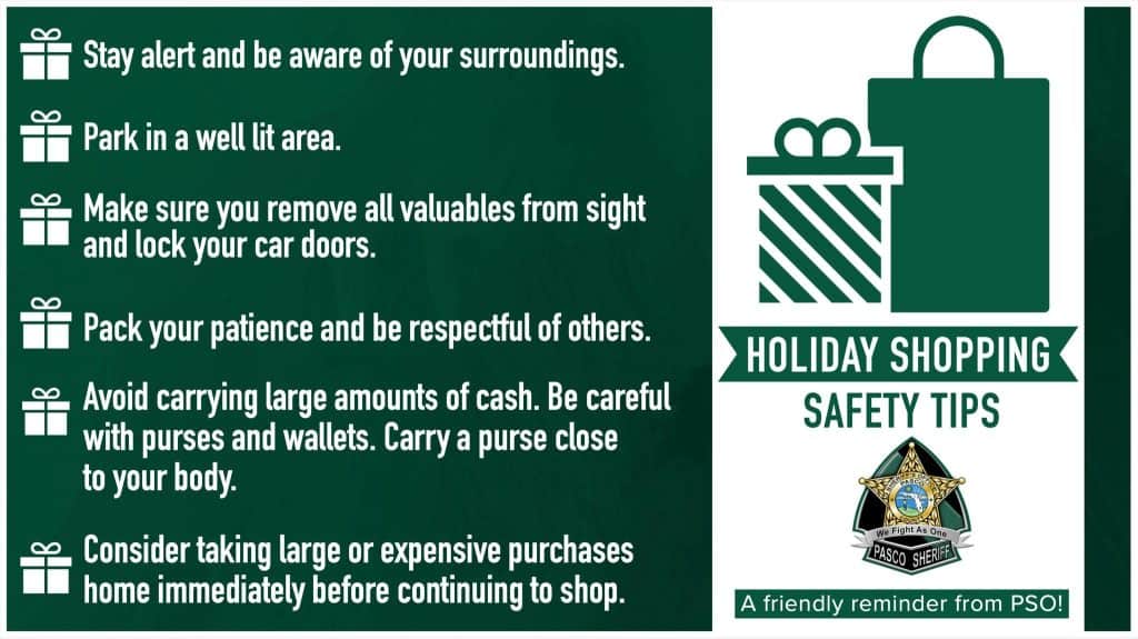 Pasco Sheriff's Office Encourages Last-Minute Shopping Safety