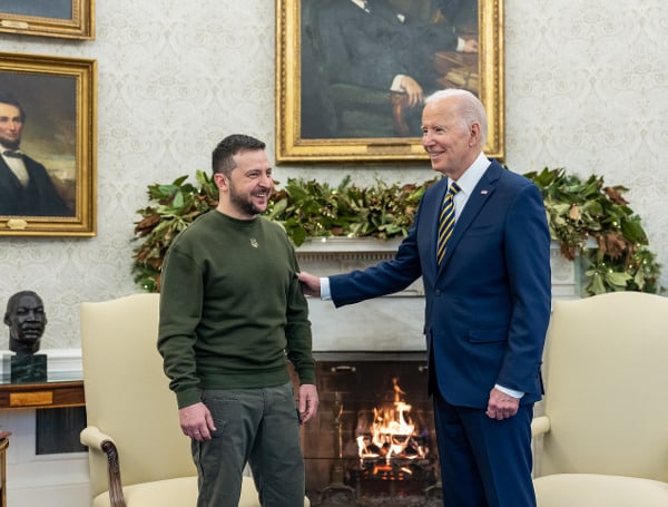 President Joe Biden meets with Ukrainian President Volodymyr Zelenskyy, Wednesday, December 21, 2022, in the Oval Office of the White House. (Official White House Photo by Adam Schultz)