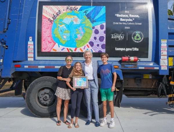 Winner Mia and her family with Mayor Jane Castor following the 2023 3Rs Art and Poetry Ceremony (File)